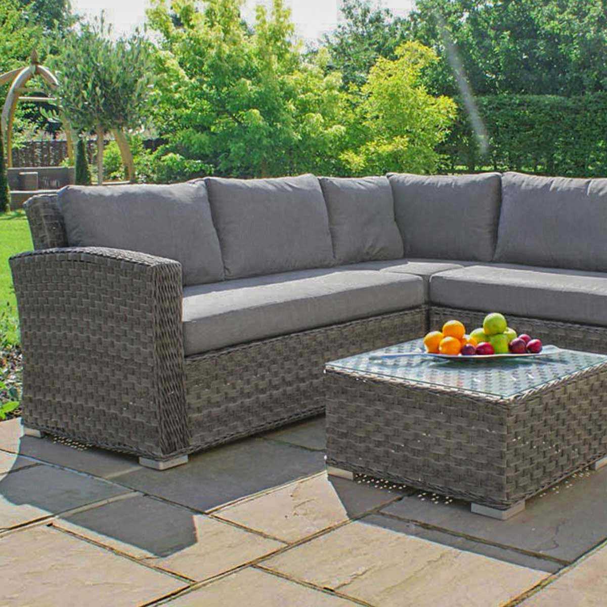 Maze Victoria Grey Rattan Outdoor Corner Sofa Set | 5 Seater